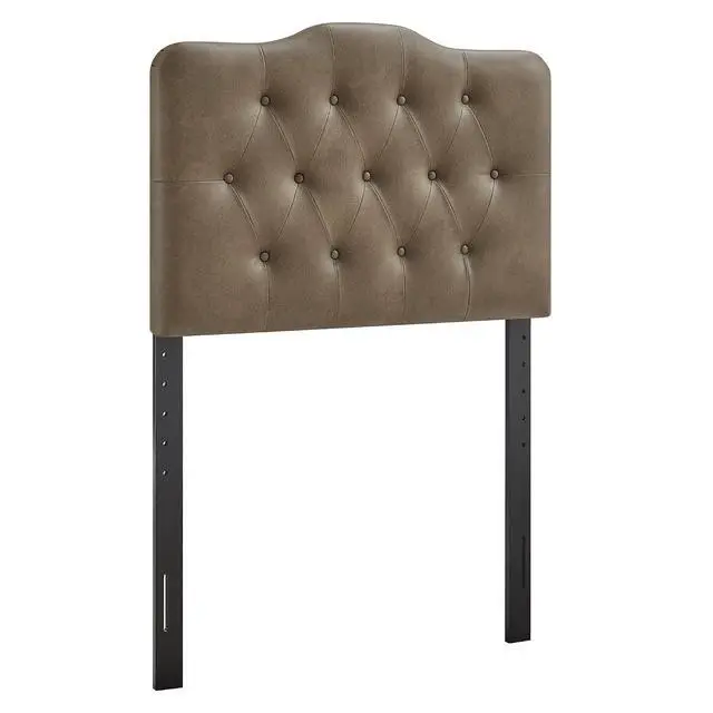 Alt view image 3 of 7 - Annabel Faux Leather Adjustable Twin Headboard in Mushroom - Padded Vegan Leather Headboard with 7 Height-Adjustable Positions