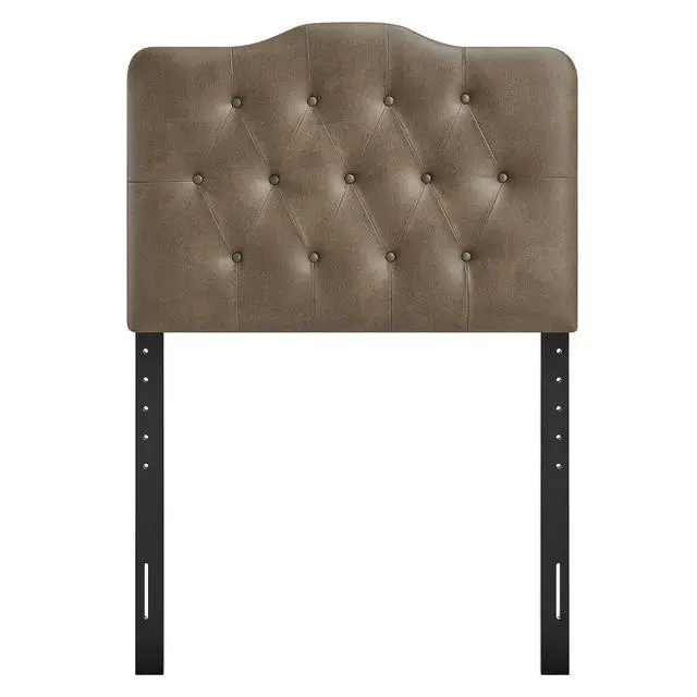 Alt view image 6 of 7 - Annabel Faux Leather Adjustable Twin Headboard in Mushroom - Padded Vegan Leather Headboard with 7 Height-Adjustable Positions