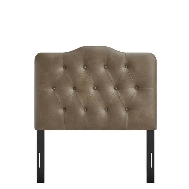 Alt view image 7 of 7 - Annabel Faux Leather Adjustable Twin Headboard in Mushroom - Padded Vegan Leather Headboard with 7 Height-Adjustable Positions