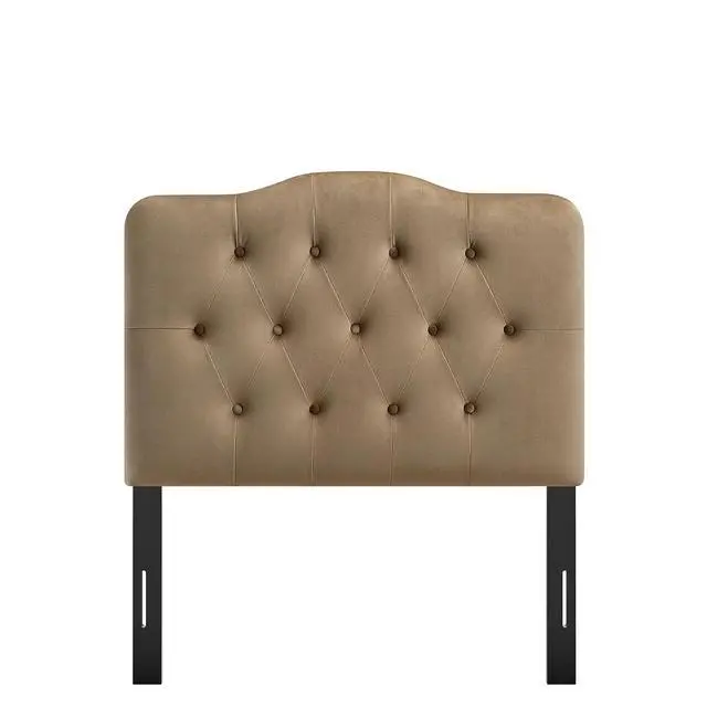 Alt view image 7 of 7 - Annabel Performance Velvet Adjustable Twin Headboard in Taupe - Stain-Resistant Padded Headboard Only with Diamond Button Tufting and 7 Height-Adjustable Positions