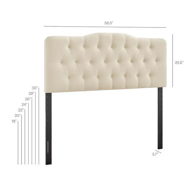 Alt view image 2 of 7 - Annabel Premium Linen Blend Full Headboard in Linen - Soft Fabric Headboard Only with Diamond Button Tufting and 7 Height-Adjustable Positions