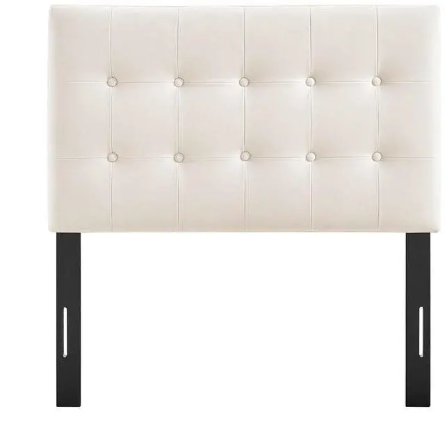 Alt view image 7 of 7 - Emily Twin Size Performance Velvet Headboard in Alabaster - Stain-Resistant Velvet Upholstery with Button Tufting and 7 Adjustable Height Positions