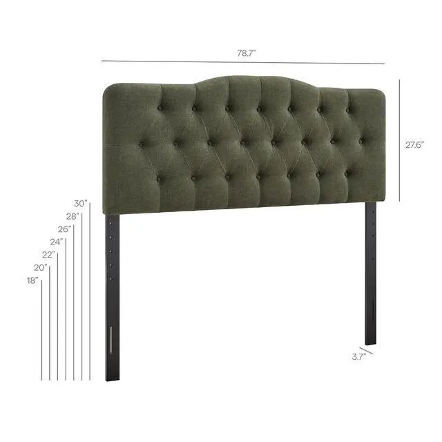 Alt view image 2 of 7 - Annabel Premium Linen Blend King Headboard in Sage - Soft Fabric Headboard Only with Diamond Button Tufting and 7 Height-Adjustable Positions