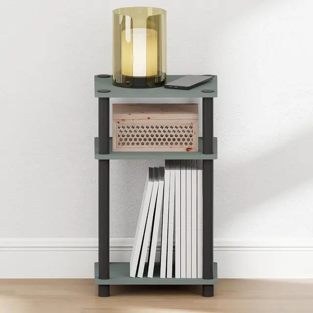 Alt view image 6 of 6 - JUST Night Stand, 3-Tier Turn-N-Tube Nightstand, Toolless Bedside Table, End Table, Side Table with Open Storage, for Bedroom, Closet, Dorm, Sage Green
