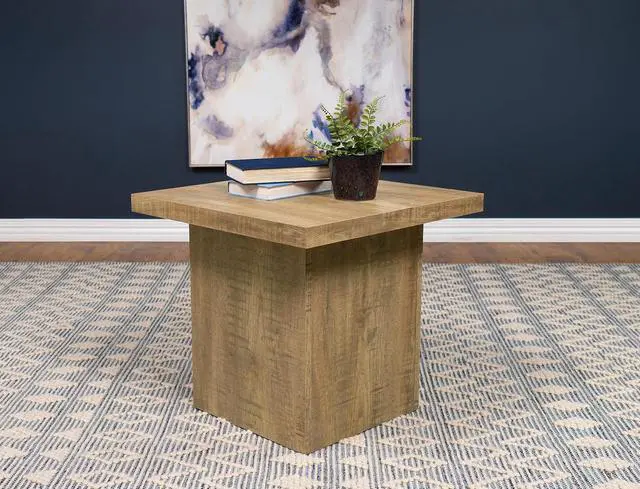 Alt view image 2 of 5 - Coaster Home Furnishings Zetta Square Living Room End Table Sofa Side Table Engineered Eco-Friendly Wood Look Laminate Veneer Rustic Farmhouse Mango Brown 708067