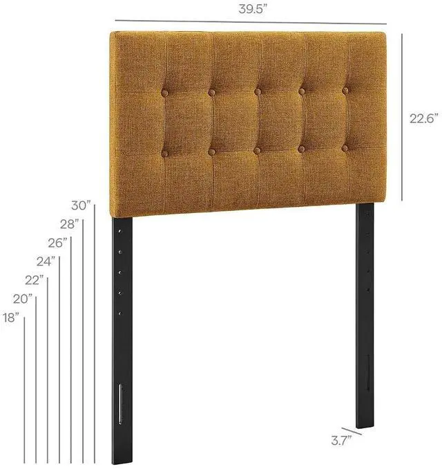 Alt view image 2 of 7 - Emily Twin Size Fabric Headboard in Copper - Linen-Like Upholstery with Button Tufting and 7 Adjustable Height Positions