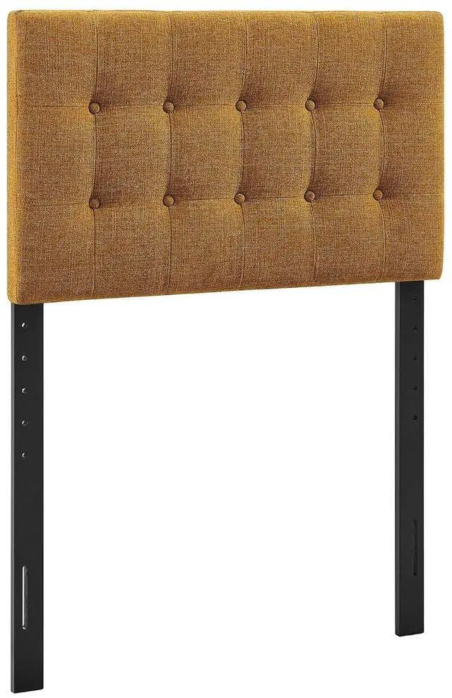 Alt view image 3 of 7 - Emily Twin Size Fabric Headboard in Copper - Linen-Like Upholstery with Button Tufting and 7 Adjustable Height Positions