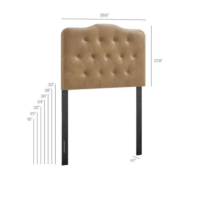 Alt view image 2 of 7 - Annabel Faux Leather Adjustable Twin Headboard in Toast - Padded Vegan Leather Headboard with 7 Height-Adjustable Positions