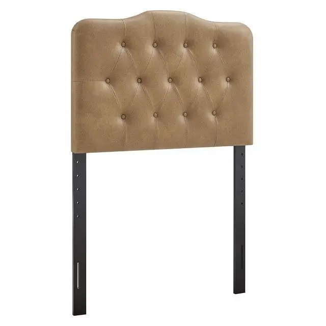 Alt view image 3 of 7 - Annabel Faux Leather Adjustable Twin Headboard in Toast - Padded Vegan Leather Headboard with 7 Height-Adjustable Positions