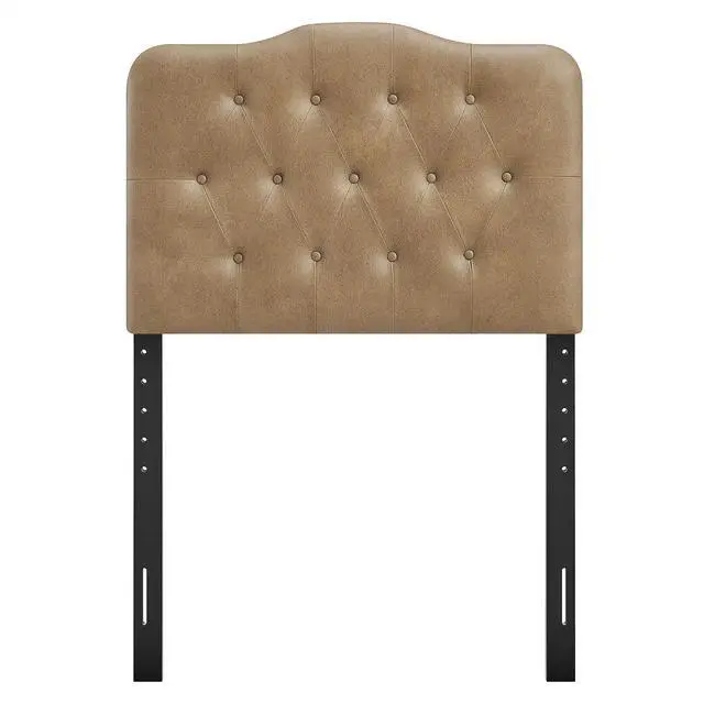 Alt view image 6 of 7 - Annabel Faux Leather Adjustable Twin Headboard in Toast - Padded Vegan Leather Headboard with 7 Height-Adjustable Positions