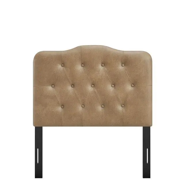 Alt view image 7 of 7 - Annabel Faux Leather Adjustable Twin Headboard in Toast - Padded Vegan Leather Headboard with 7 Height-Adjustable Positions
