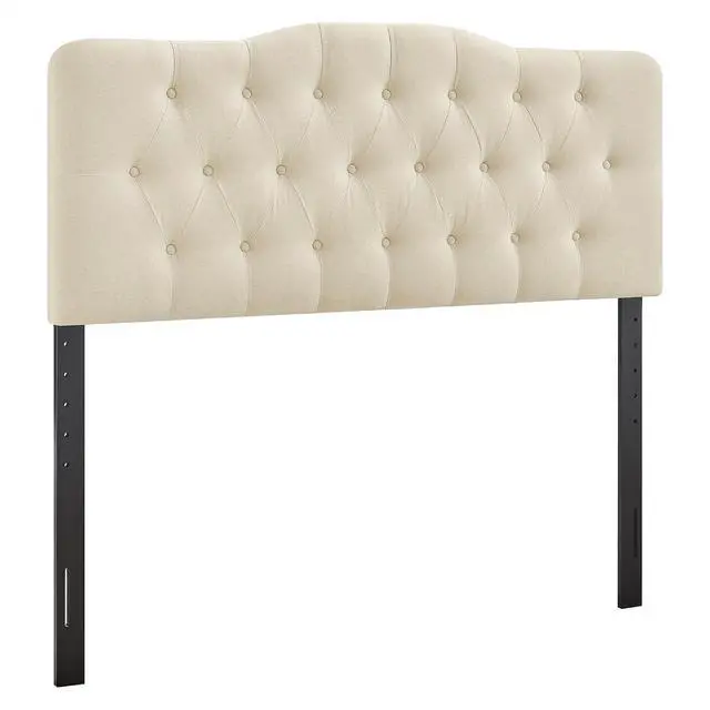 Alt view image 3 of 7 - Annabel Premium Linen Blend Full Headboard in Linen - Soft Fabric Headboard Only with Diamond Button Tufting and 7 Height-Adjustable Positions