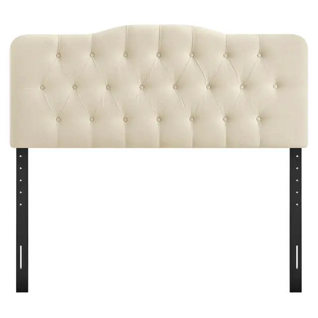 Alt view image 6 of 7 - Annabel Premium Linen Blend Full Headboard in Linen - Soft Fabric Headboard Only with Diamond Button Tufting and 7 Height-Adjustable Positions