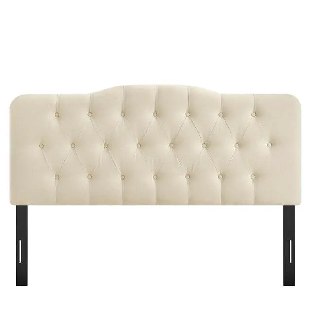 Alt view image 7 of 7 - Annabel Premium Linen Blend Full Headboard in Linen - Soft Fabric Headboard Only with Diamond Button Tufting and 7 Height-Adjustable Positions