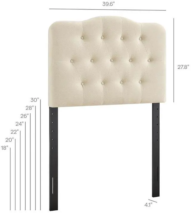 Alt view image 2 of 7 - Annabel Premium Linen Blend Twin Headboard in Linen - Soft Fabric Headboard Only with Diamond Button Tufting and 7 Height-Adjustable Positions