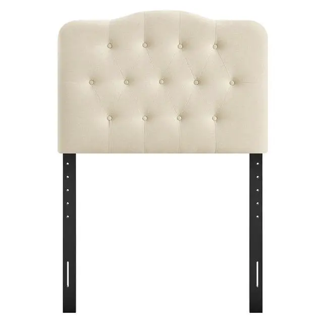 Alt view image 6 of 7 - Annabel Premium Linen Blend Twin Headboard in Linen - Soft Fabric Headboard Only with Diamond Button Tufting and 7 Height-Adjustable Positions