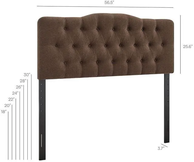 Alt view image 2 of 7 - Annabel Premium Linen Blend Full Headboard in Cocoa - Soft Fabric Headboard Only with Diamond Button Tufting and 7 Height-Adjustable Positions