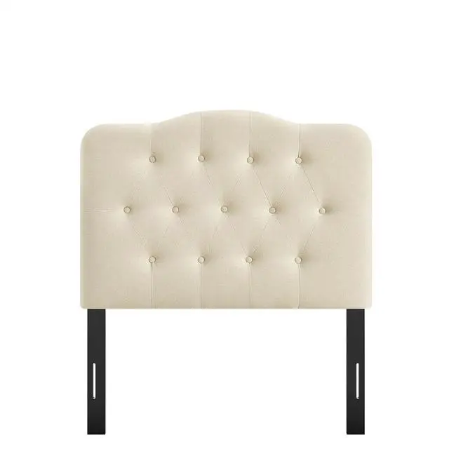 Alt view image 7 of 7 - Annabel Premium Linen Blend Twin Headboard in Linen - Soft Fabric Headboard Only with Diamond Button Tufting and 7 Height-Adjustable Positions
