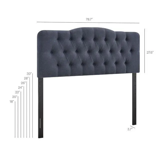 Alt view image 2 of 7 - Annabel Premium Linen Blend King Headboard in Denim - Soft Fabric Headboard Only with Diamond Button Tufting and 7 Height-Adjustable Positions