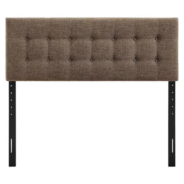 Alt view image 6 of 7 - Emily King Size Fabric Headboard in Mocha - Linen-Like Upholstery with Button Tufting and 7 Adjustable Height Positions