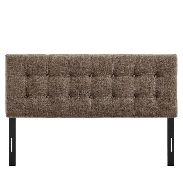 Alt view image 7 of 7 - Emily King Size Fabric Headboard in Mocha - Linen-Like Upholstery with Button Tufting and 7 Adjustable Height Positions