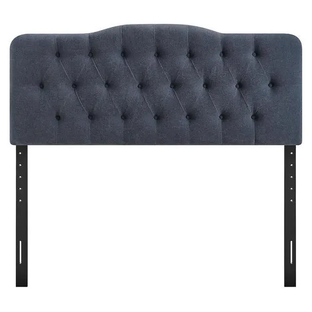 Alt view image 6 of 7 - Annabel Premium Linen Blend King Headboard in Denim - Soft Fabric Headboard Only with Diamond Button Tufting and 7 Height-Adjustable Positions
