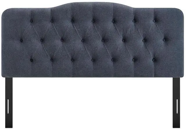 Alt view image 7 of 7 - Annabel Premium Linen Blend King Headboard in Denim - Soft Fabric Headboard Only with Diamond Button Tufting and 7 Height-Adjustable Positions