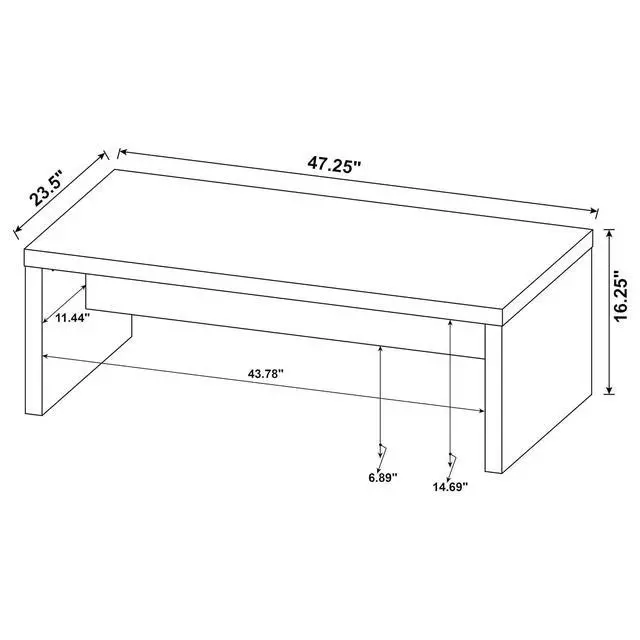 Alt view image 3 of 7 - Coaster Home Furnishings Wooden Coffee Table w/ Side Panels & Center Brace, Mango Wood - Modern Rectangular Living Room and Bedroom Furniture for House and Apartment