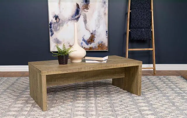 Alt view image 2 of 7 - Coaster Home Furnishings Wooden Coffee Table w/ Side Panels & Center Brace, Mango Wood - Modern Rectangular Living Room and Bedroom Furniture for House and Apartment