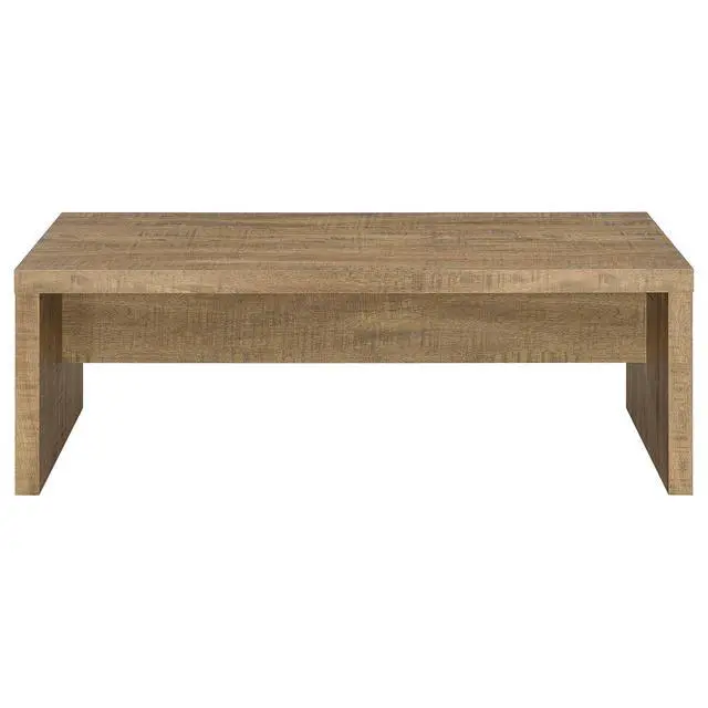 Alt view image 4 of 7 - Coaster Home Furnishings Wooden Coffee Table w/ Side Panels & Center Brace, Mango Wood - Modern Rectangular Living Room and Bedroom Furniture for House and Apartment