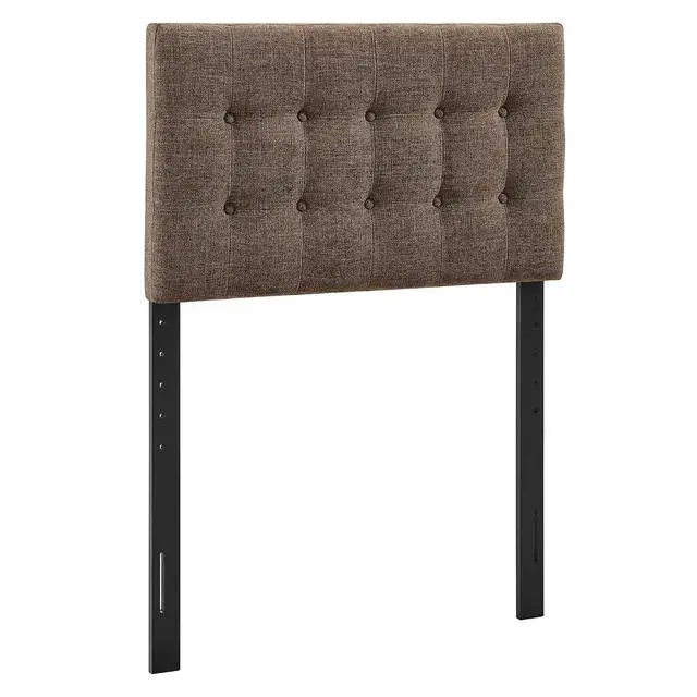 Alt view image 3 of 7 - Emily Twin Size Fabric Headboard in Mocha - Linen-Like Upholstery with Button Tufting and 7 Adjustable Height Positions