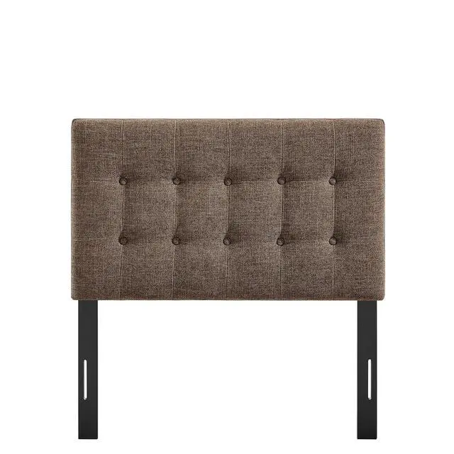 Alt view image 7 of 7 - Emily Twin Size Fabric Headboard in Mocha - Linen-Like Upholstery with Button Tufting and 7 Adjustable Height Positions