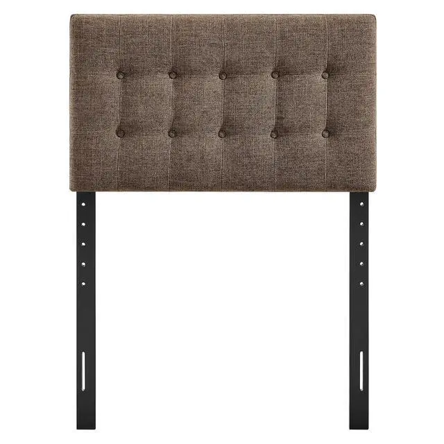 Alt view image 6 of 7 - Emily Twin Size Fabric Headboard in Mocha - Linen-Like Upholstery with Button Tufting and 7 Adjustable Height Positions