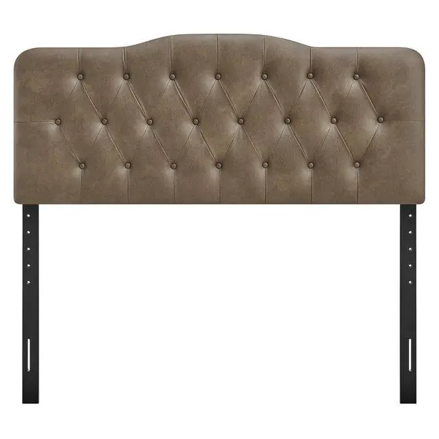 Alt view image 6 of 7 - Annabel Faux Leather Adjustable Full Headboard in Mushroom - Padded Vegan Leather Headboard with 7 Height-Adjustable Positions