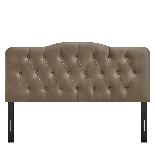 Alt view image 7 of 7 - Annabel Faux Leather Adjustable Full Headboard in Mushroom - Padded Vegan Leather Headboard with 7 Height-Adjustable Positions