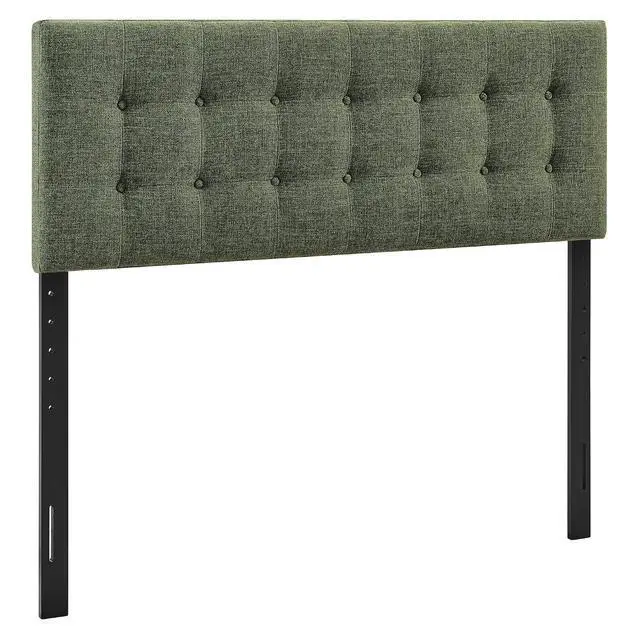 Alt view image 3 of 7 - Emily King Size Fabric Headboard in Foliage - Linen-Like Upholstery with Button Tufting and 7 Adjustable Height Positions