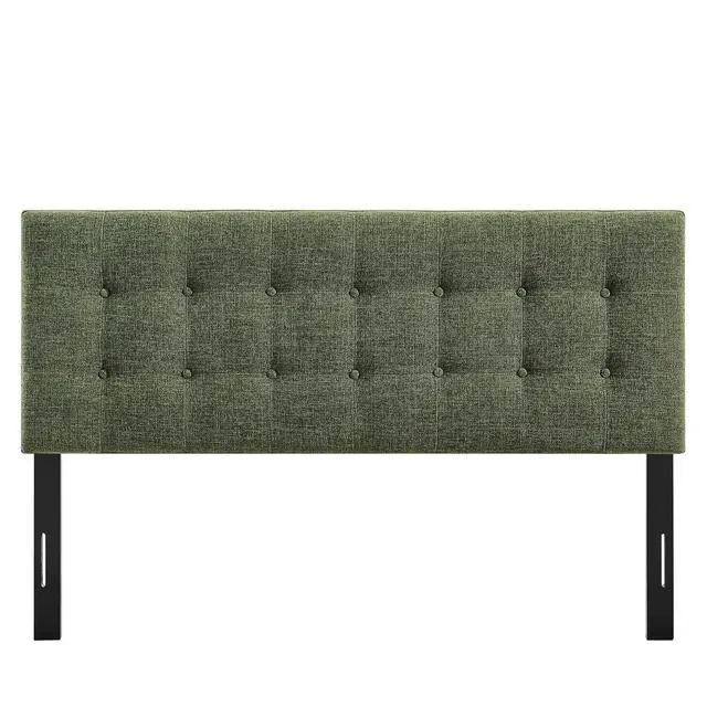 Alt view image 7 of 7 - Emily King Size Fabric Headboard in Foliage - Linen-Like Upholstery with Button Tufting and 7 Adjustable Height Positions
