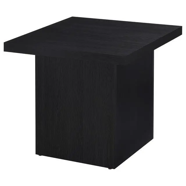 Alt view image 4 of 7 - Coaster Home Furnishings - Devar - Wood - Square End Table with Thick Top, Plinth Base, and Blocky Frame - Living Room - 23.5-Inch - Black - 706277