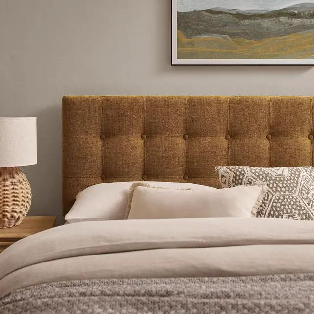 Alt view image 5 of 7 - Emily Full Size Performance Fabric Headboard in Copper - Linen-Like Upholstery with Button Tufting and 7 Adjustable Height Positions
