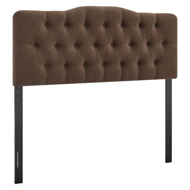 Alt view image 3 of 7 - Annabel Premium Linen Blend Queen Headboard in Cocoa - Soft Fabric Headboard Only with Diamond Button Tufting and 7 Height-Adjustable Positions