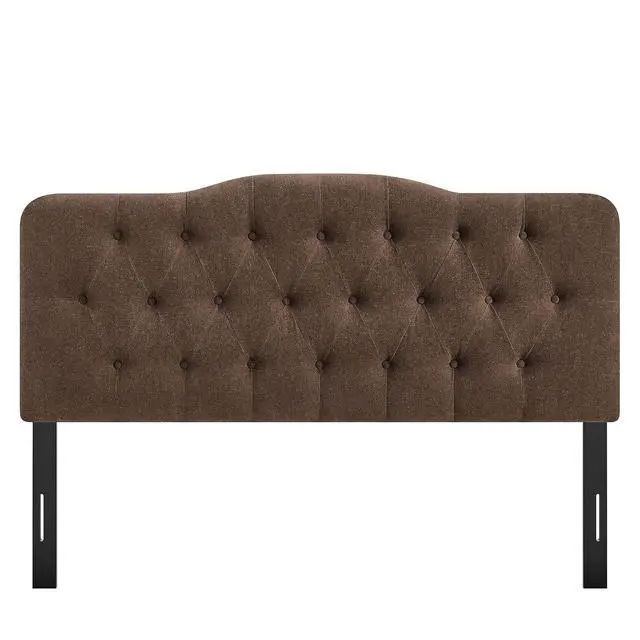 Alt view image 7 of 7 - Annabel Premium Linen Blend Queen Headboard in Cocoa - Soft Fabric Headboard Only with Diamond Button Tufting and 7 Height-Adjustable Positions