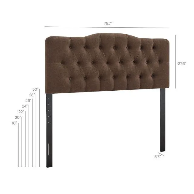 Alt view image 2 of 7 - Annabel Premium Linen Blend King Headboard in Cocoa - Soft Fabric Headboard Only with Diamond Button Tufting and 7 Height-Adjustable Positions