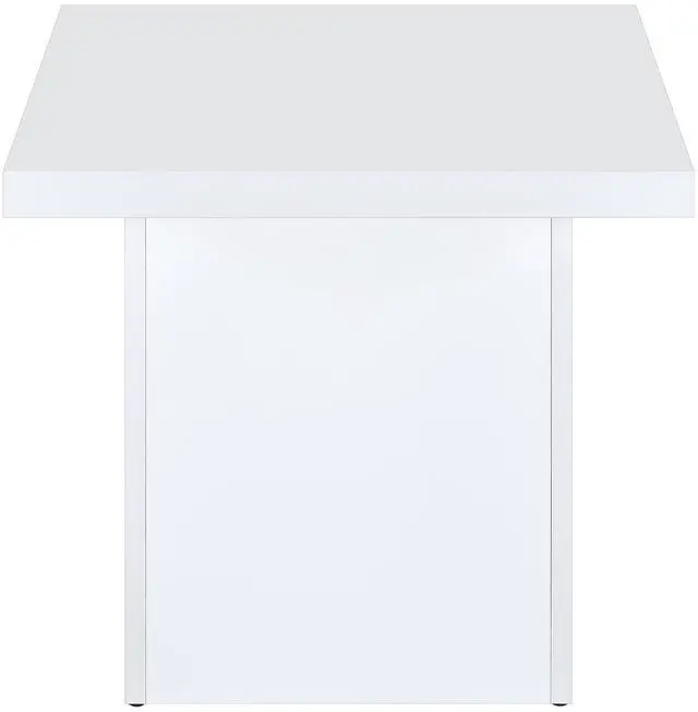 Alt view image 6 of 7 - Coaster Home Furnishings - Devar - Wood - Square End Table with Thick Top, Plinth Base, and Blocky Frame - Living Room - 23.5-Inch - White High Gloss - 710897