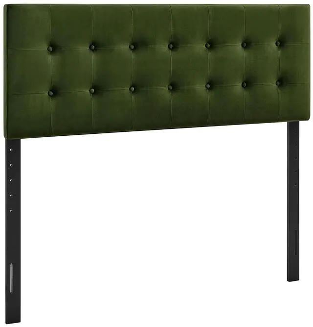 Alt view image 3 of 7 - Emily King Size Performance Velvet Headboard in Moss Green - Stain-Resistant Velvet Upholstery with Button Tufting and 7 Adjustable Height Positions