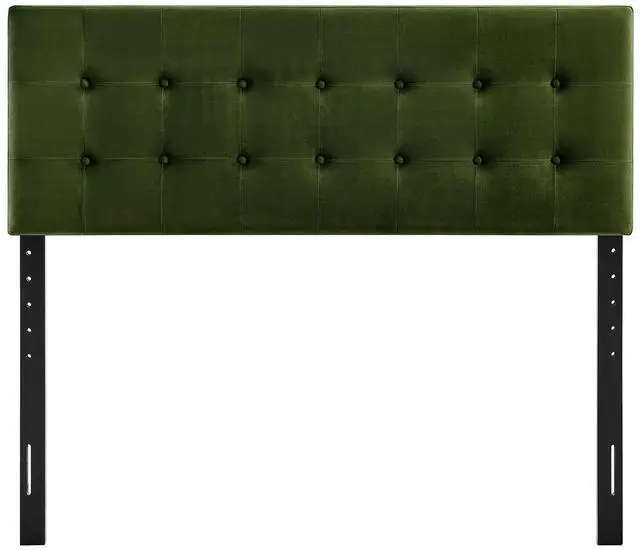 Alt view image 6 of 7 - Emily King Size Performance Velvet Headboard in Moss Green - Stain-Resistant Velvet Upholstery with Button Tufting and 7 Adjustable Height Positions