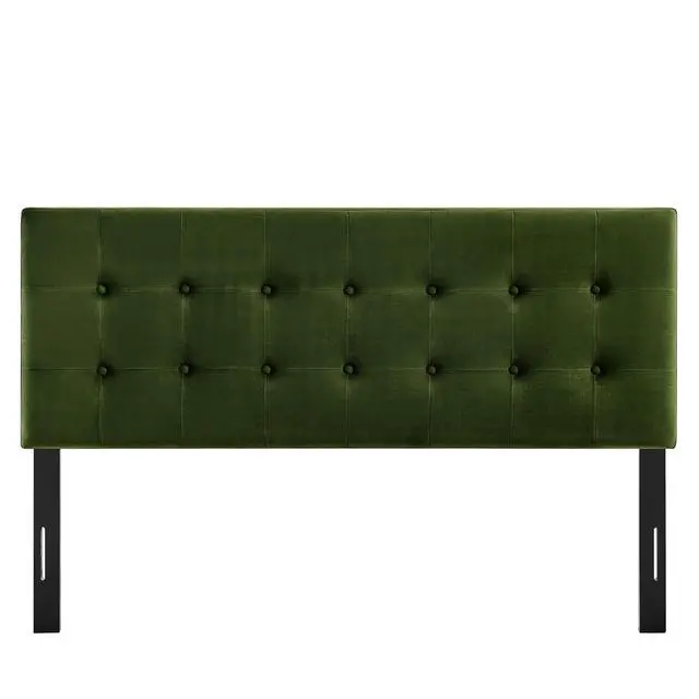 Alt view image 7 of 7 - Emily King Size Performance Velvet Headboard in Moss Green - Stain-Resistant Velvet Upholstery with Button Tufting and 7 Adjustable Height Positions