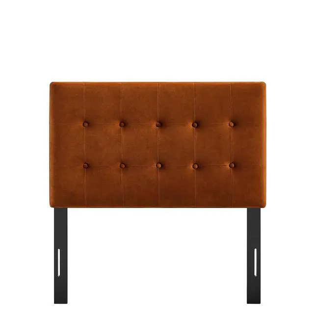 Alt view image 7 of 7 - Emily Twin Size Performance Velvet Headboard in Rust - Stain-Resistant Velvet Upholstery with Button Tufting and 7 Adjustable Height Positions