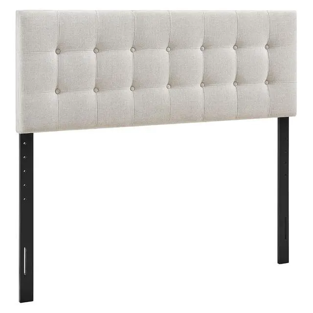 Alt view image 3 of 7 - Emily Full Size Performance Fabric Headboard in Linen - Linen-Like Upholstery with Button Tufting and 7 Adjustable Height Positions