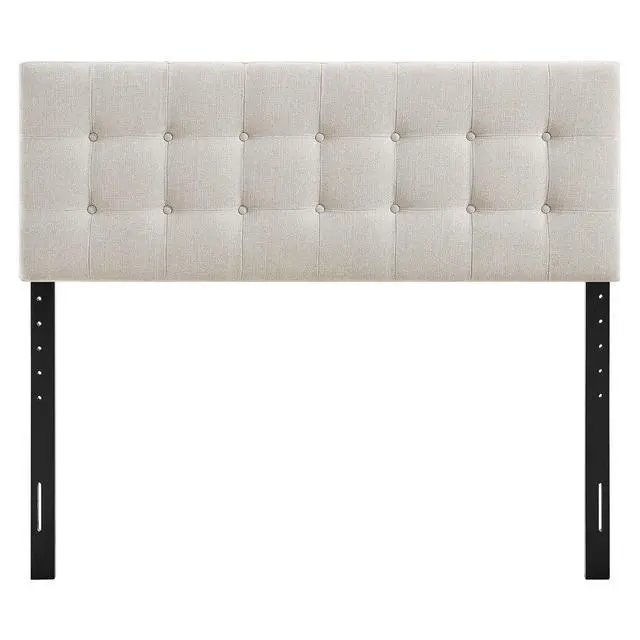 Alt view image 6 of 7 - Emily Full Size Performance Fabric Headboard in Linen - Linen-Like Upholstery with Button Tufting and 7 Adjustable Height Positions
