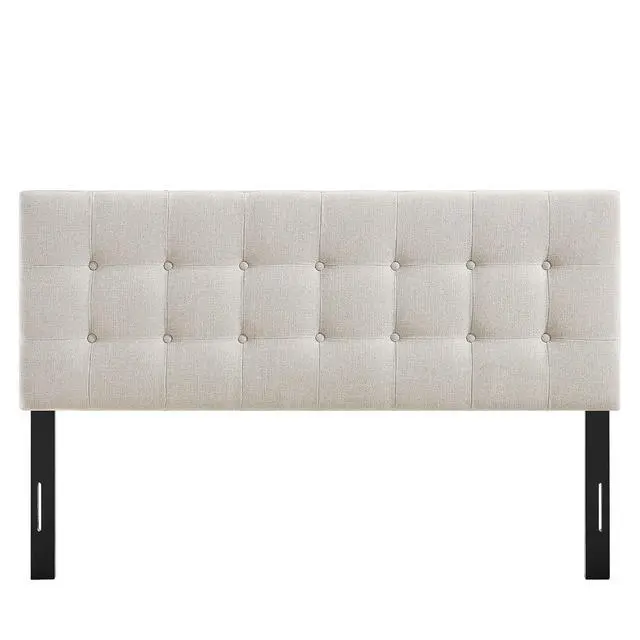 Alt view image 7 of 7 - Emily Full Size Performance Fabric Headboard in Linen - Linen-Like Upholstery with Button Tufting and 7 Adjustable Height Positions